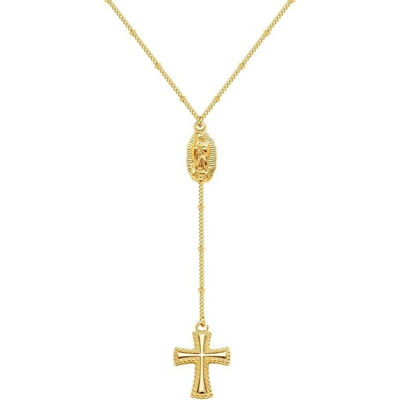 Jewelry - 06 Virgin Mary Cross Necklaces Women's Plated Dainty Gold Small Cross Pendant